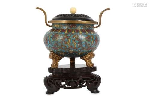 A CHINESE CLOISONNÉ ENAMEL INCENSE BURNER.