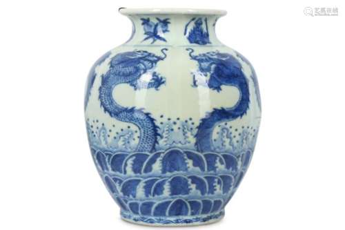 A CHINESE BLUE AND WHITE 'SIX DRAGONS' JAR.