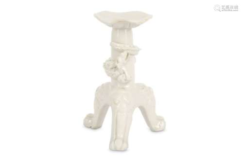 A CHINESE BLANC DE CHINE CANDLE STICK.