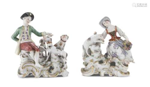 A PAIR OF PORCELAIN GROUPS MEISSEN EARLY 20TH CENTURY