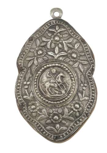 SMALL BAS-RELIEF IN SILVER-PLATED METAL PERSIA O INDIA EARLY 20TH CENTURY