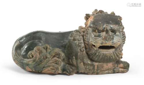 SCULPTURE IN GREEN GLAZED EARTHENWARE CHINA 19TH CENTURY