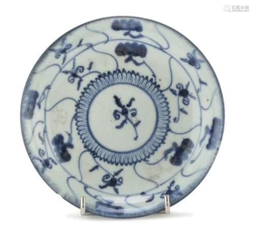 BLUE AND WHITE PORCELAIN DISH CHINA 19TH CENTURY