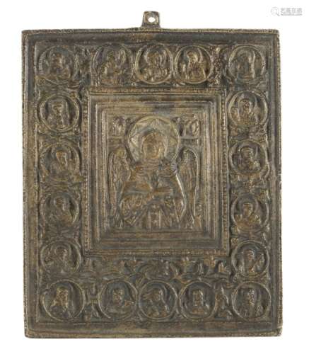 TRAVEL ICON IN BRONZE PROBABLY RUSSIA 18TH CENTURY