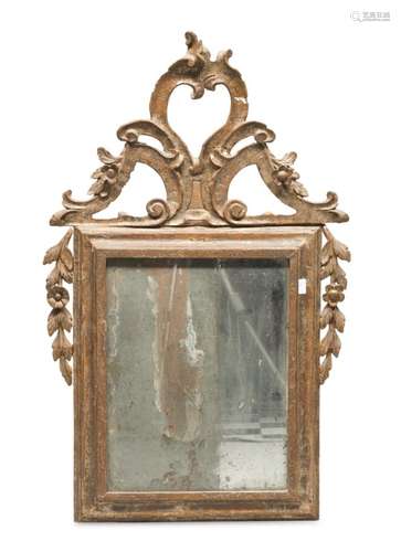 SMALL GILTWOOD MIRROR CENTRAL ITALY 18TH CENTURY