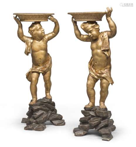 SPLENDID PAIR OF PUTTI SCULPTURES ROME OR VENICE BAROQUE PERIOD