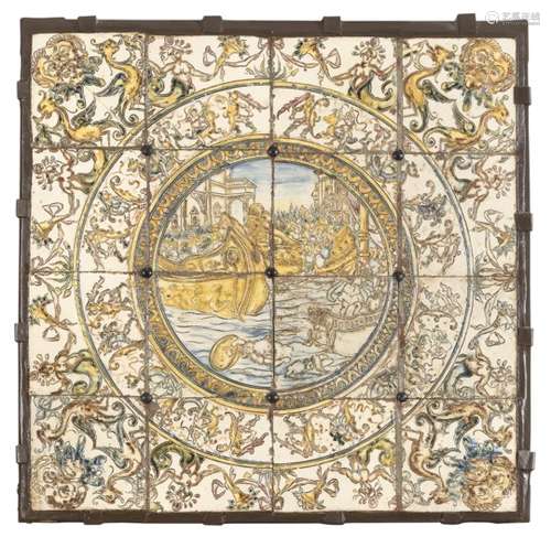 COMPOSITION OF MAIOLICA TILES URBINO 19TH CENTURY