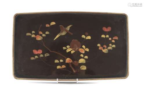 TRAY IN BLACK LACQUERED WOOD JAPAN FIRST HALF 20TH CENTURY
