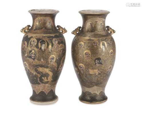 A PAIR OF SATSUMA VASES JAPAN LATE 19TH EARLY 20TH CENTURY