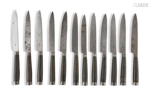 TWELVE BOURBON KNIVES NAPLES 19TH CENTURY