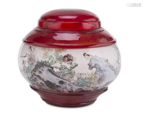 BEAUTIFUL VASE IN RED GLASS CHINA 20TH CENTURY