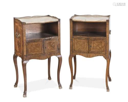 A PAIR OF BEDSIDES IN VIOLET WOOD GENOA OR NAPLES 18TH CENTURY