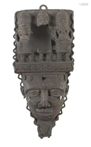 FERTILITY MASK IN BRONZE YORUBA CULTURE NIGERIA 19TH CENTURY