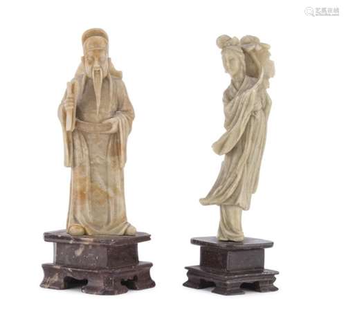 TWO SCULPTURES IN SOAPSTONE CHINA 20TH CENTURY