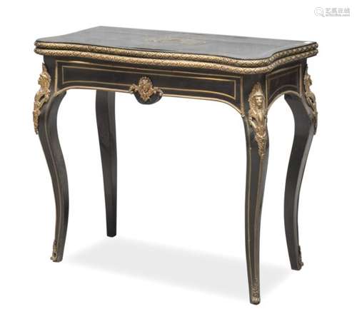 BEAUTIFUL BOULLE GAME TABLE IN EBONY FRANCE 19TH CENTURY