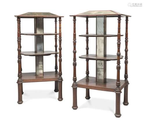 RARE PAIR OF MAHOGANY EXHIBITORS PROBABLY NAPLES EARLY 19TH CENTURY