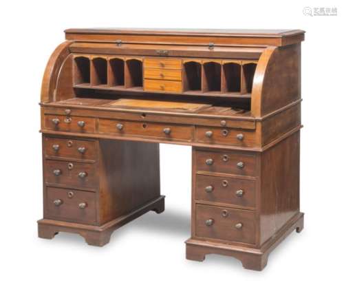BEAUTIFUL CYLINDER DESK IN MAHOGANY PROBABLY ENGLAND 19TH CENTURY