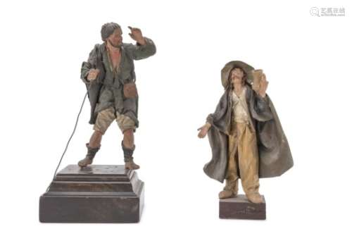 Two SMALL Figures Of Shepherds Naples 20TH CENTURY