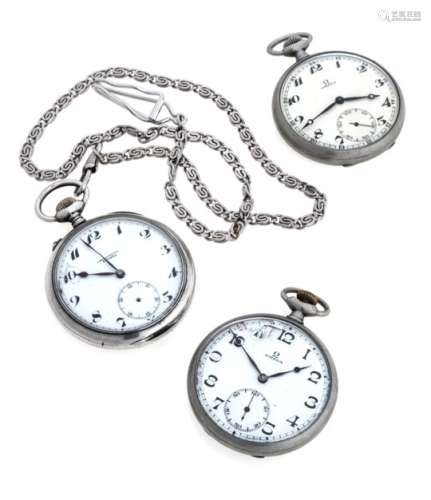 TWO POCKET WATCHES OMEGA AND ETERNAL