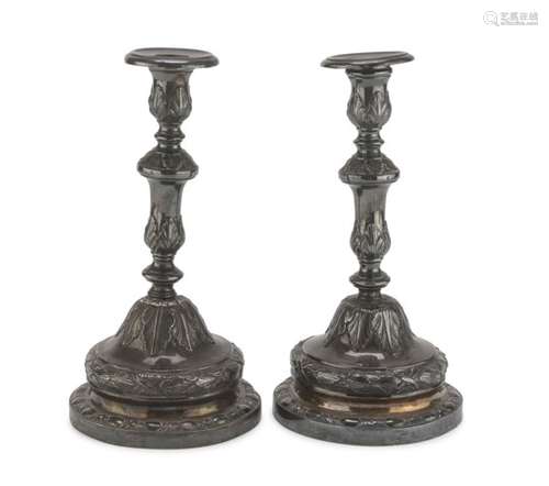 A PAIR OF CANDLESTICKS IN SILVER NON DECLARED PUNCHES EARLY 20TH CENTURY