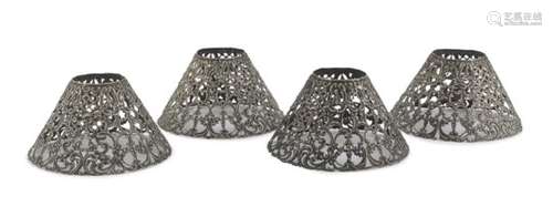 FOUR SILVER-PLATED LAMPSHADES PUNCH PROVIDENCE 20TH CENTURY