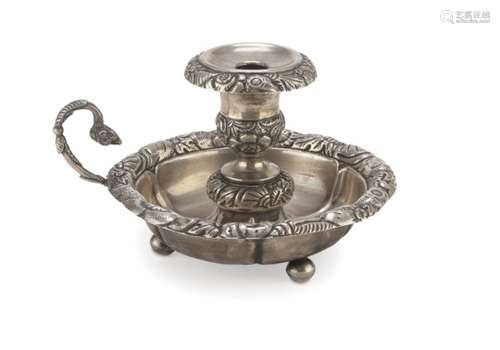 CANDLESTICK IN SILVER PROBABLY NAPLES LATE 19TH CENTURY