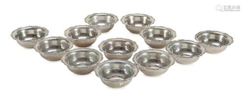 TWELVE SMALL SILVER BOWLS PUNCH ALEXANDRIA 1944/1968