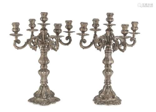 A PAIR OF CANDELABRA IN SILVER PUNCH VERCELLI 1934/1944