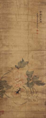 黄錤 花卉 绢本立轴