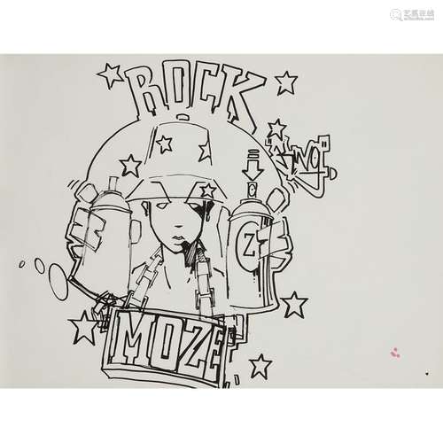 MOZE (né en 1968) Rock, 2013 Marqueur sur papier S…