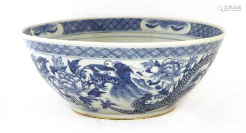 A Chinese blue and white punch bowl,