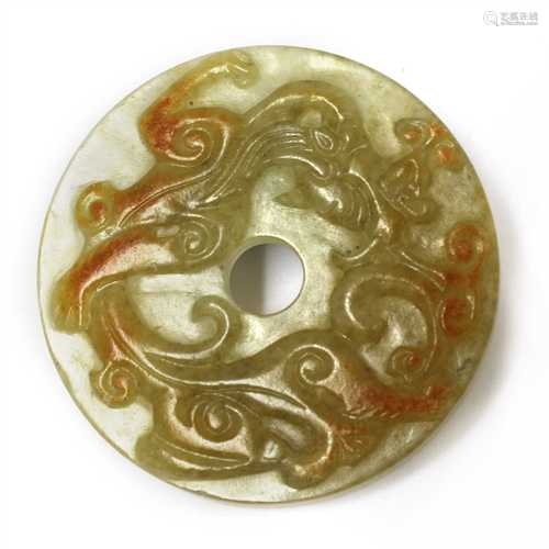 A Chinese jade bi disc,