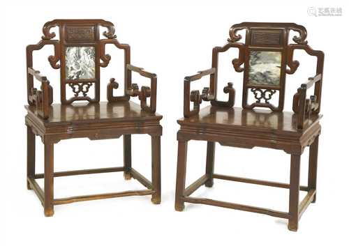 A pair of Chinese armchairs,