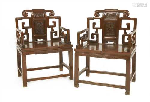 A pair of Chinese armchairs,