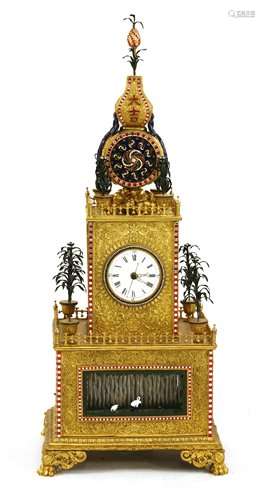 A Chinese gilt bronze musical table clock,