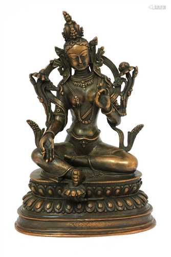 A Tibetan bronze bodhisattva,