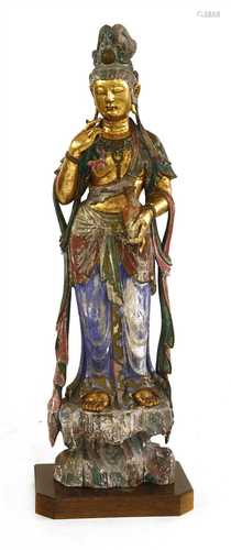 A Chinese wood Guanyin,