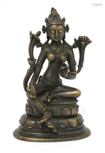 A bronze bodhisattva,