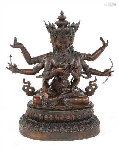 A Chinese bronze bodhisattva, Manjushri,