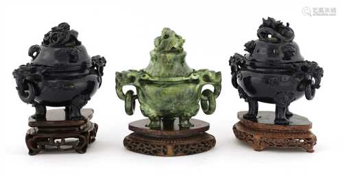 Three Chinese incense burners,