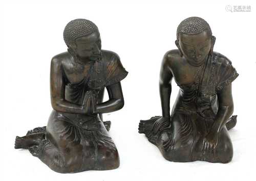 A pair of Thai bronze figures,