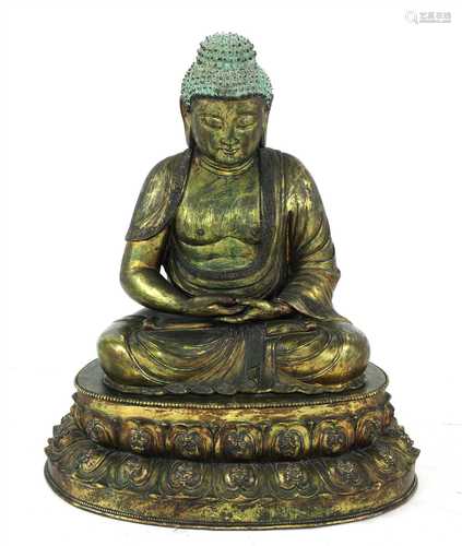 A Chinese bronze shakyamuni Buddha,