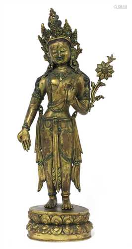 A Chinese bronze bodhisattva,