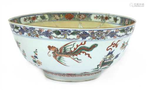 A Chinese famille verte punch bowl,