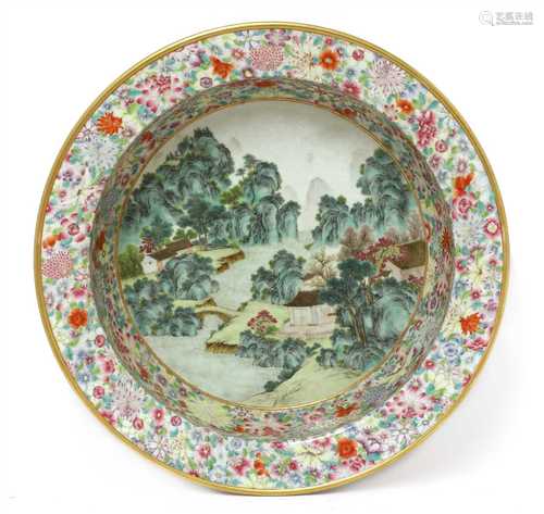 A Chinese famille rose basin,