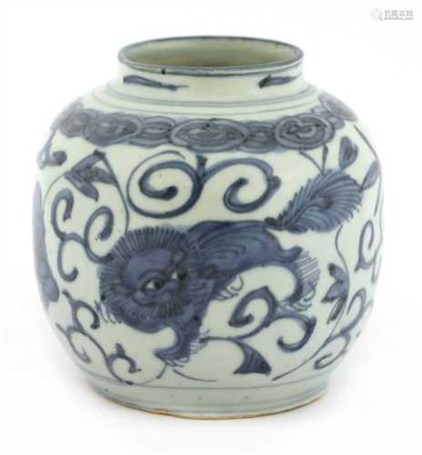 A Chinese blue and white jar,