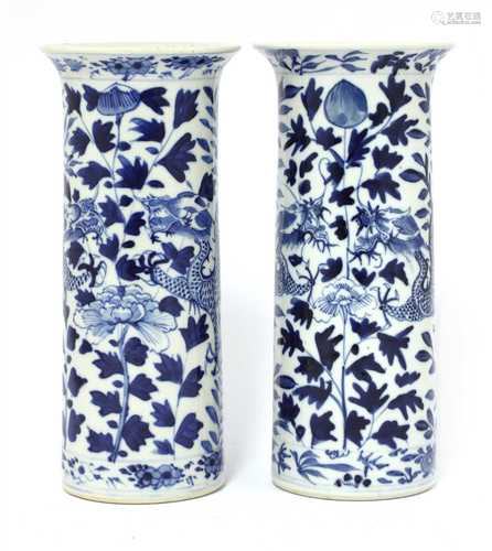 A pair of Chinese blue and white vases,