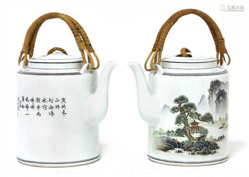 A pair of Chinese famille rose teapots and covers,