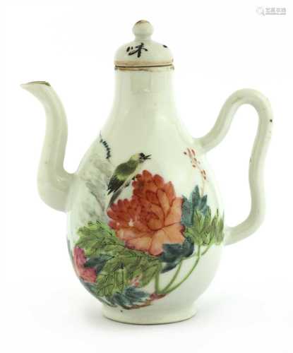 A Chinese famille rose ewer and cover,