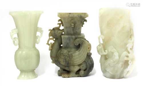 A collection of Chinese hardstone vases,